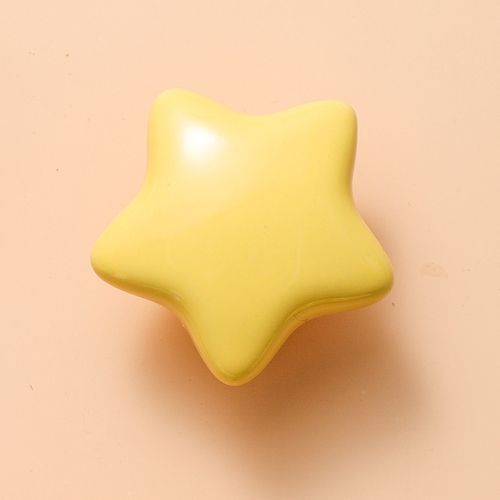 Étoile Jaune - Lèvent De Meuble En Céramique À Trou Unique, Disponible En Blanc, Rose Et Bleu, Idéal Pour Commode, Chambre D'enfant