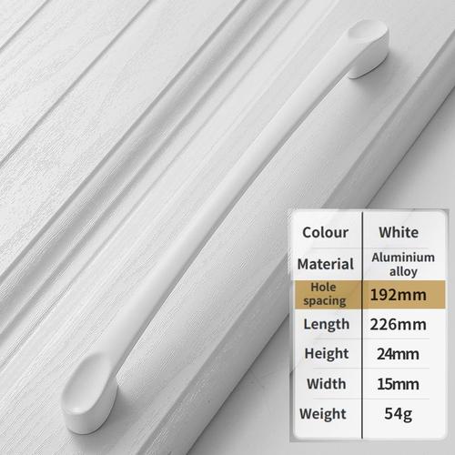 804 192mm - Poignée d'armoire blanche en alliage d'aluminium, boutons de meubles, quincaillerie, moderne, simple, garde-robe, cuisine, MELDoor Foy