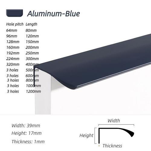160 Mm - Bleu Foncé - Poignée D'armoire De Cuisine En Alliage D'aluminium Gne, Bouton De Porte De Garde-Robe Coloré, Quincaillerie De Meubles