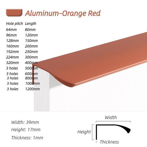 1000 Mm - Orange - Poignée D'armoire De Cuisine En Alliage D'aluminium Gne, Bouton De Porte De Garde-Robe Coloré, Quincaillerie De Meubles