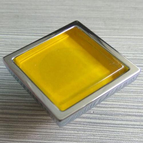 JAUNE - Poignée de meuble à vin en verre de cristal, carré coloré à la mode moderne, orange jaune bleu vert chromé, bouton de meuble à tiroirs