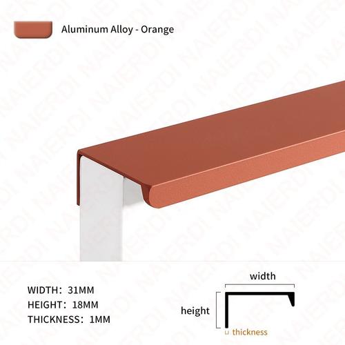Longueur 150 Mm - 4 Angle Droit-Orange - Poignée De Meuble Longue En Alliage D'aluminium, Idéale Pour Cisco, Commode Et Porte