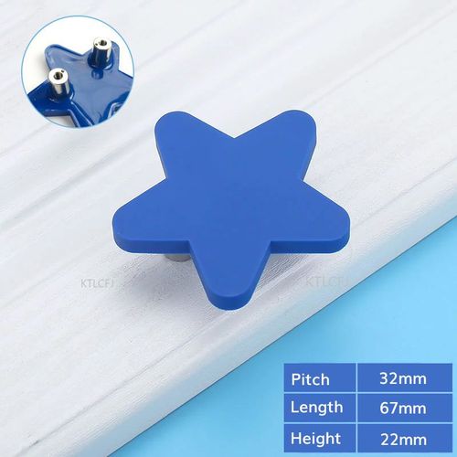 Blue Star L - Poignée En Caoutchouc Étoile Lune, Mignon, Résistant Aux Coups, Bouton De Porte D'armoire, Chambre D'enfants, Garde-Robe De Bureau, Quincaillerie De Meubles