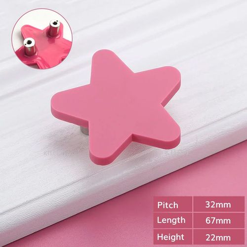 Étoile Rose L - Poignée En Caoutchouc Étoile Lune, Mignon, Résistant Aux Coups, Bouton De Porte D'armoire, Chambre D'enfants, Garde-Robe De Bureau, Quincaillerie De Meubles