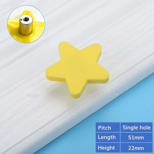 Étoile Jaune S - Poignée En Caoutchouc Étoile Lune, Mignon, Résistant Aux Coups, Bouton De Porte D'armoire, Chambre D'enfants, Garde-Robe De Bureau, Quincaillerie De Meubles