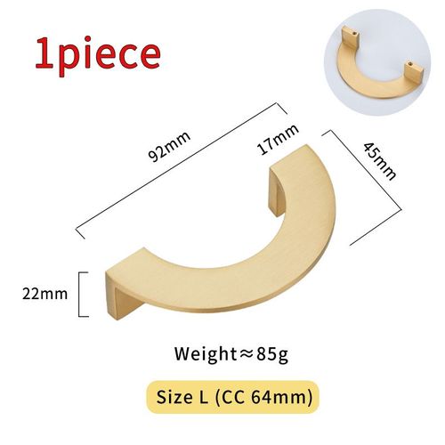 L- (Cc64mm) -Ring - Poignée En Laiton Pour Meubles, Demi-Lune, Demi-Cercle, Or Mat, Brossé, Moderne, Armoire, Commode, Tiroir, Poignées De Traction