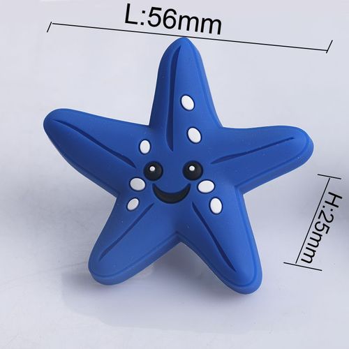 Bleu - Poignée En Silicone Pour Enfants, Dessin Animé Mignon, Couleur Créative, Écologique, Bleu, Rose, Rouge, Blanc, Étoile De Mer, Tiroir, Bouton De Meuble À Chaussures