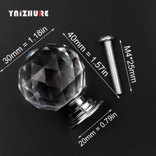 Boule De Cristal De 30 Mm - Poignée En Verre Clip, Design De Marque, Pour Commode, Armoire De Cuisine