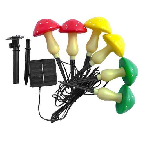 6pcs Solaire Jardin Lumire String Mignon Lumires Impermable  LEau Forme Champignon Led Lampe  nergie Solaire