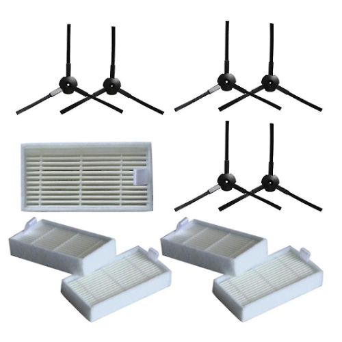 6x brosse latrale + filtre 5x compatible avec l'aspirateur robotique Lidl Silvercrest Ssr 3000 A1 Accesso