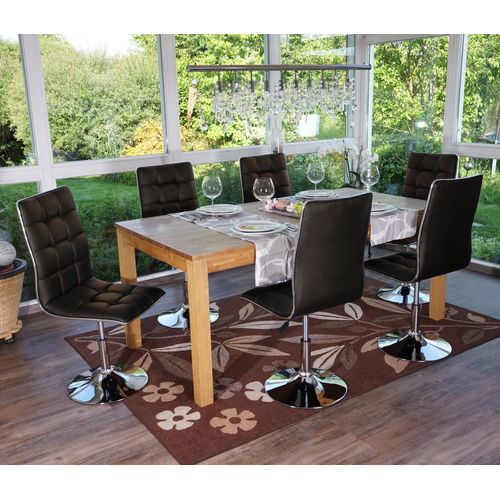 6x Chaise De Salle  Manger Hwc-C41, Fauteuil, Similicuir   Marron