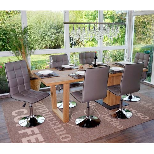 6x Chaise De Salle  Manger Hwc-C41, Fauteuil, Similicuir   Taupe