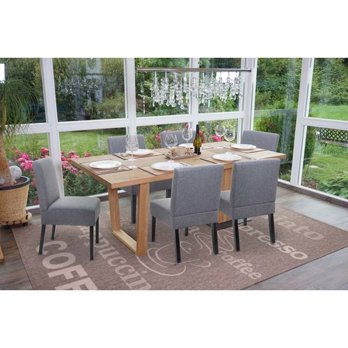 6x Chaise De Salle  Manger Hwc-F61, Fauteuil Lounge, Tissu/Textil   Gris Fonc