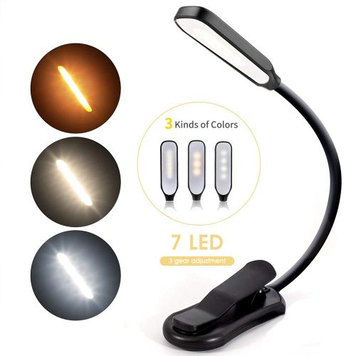 7 Led Livre Lumire Usb Rechargeable Lampe De Lecture 3 Niveaux Chaud Blanc Froid Lumire Du Jour Portable Flexible Facile Pince Lampe De Lecture De Nuit - Type Black #B