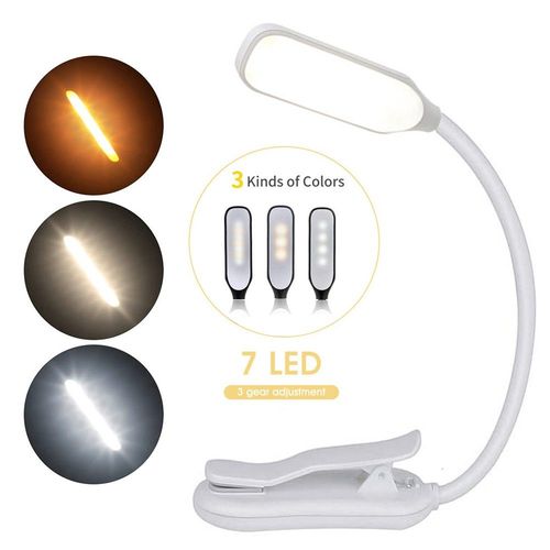 7 Led Livre Lumire Usb Rechargeable Lampe De Lecture 3 Niveaux Chaud Blanc Froid Lumire Du Jour Portable Flexible Facile Pince Lampe De Lecture De Nuit - Type White #A