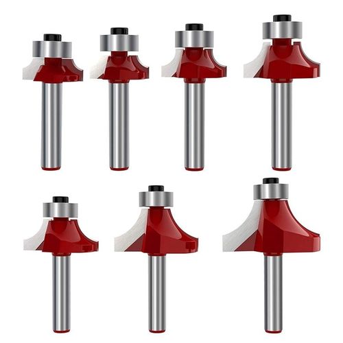 7 Pices 1/4 Pouce Tige Ronde Sur Les Mches De Routeur De Bordure Coin Arrondi Bord Pour Mi Ng Outil De Bordure Ensemble Rayon Cutter Pour Le Travail Du Bois Mi