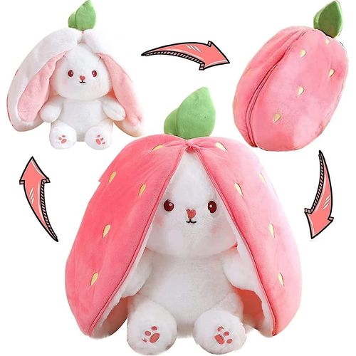 7 Po, Lapin Fraise Transform Lapin Peluche Zippe, Carotte Qui Se Transforme En Oreilles Lapins Peluches Jouet Mignon Poupe touffante Cadeau De Pques