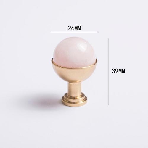 26 Mm - Poignées En Marbre Et Cristal Rose Pour Armoires, Meubles Français, Portes De Garde-Robe, Tiroirs En Laiton, Petites Poignées