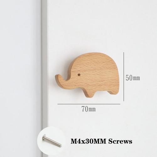 Éléphant - Porte En Bois Foy Pour Chambre D'enfant, Meubles En Bois D'animaux, Armoires Et Boutons De Proximité, Cuisine, Planche Chi, Poignées De Garde-Robe