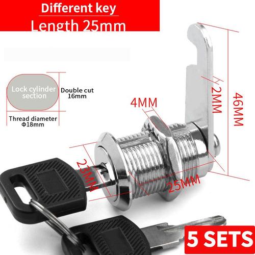 Clé Privée 25 Mm - Serrure À Languette Universelle Pour Classeur, Feuille De Fer, Intervalles De Psych, Armoire De Rangement Pour Employés, Boîte À Lentilles, 2 Prédire, 5 Ensembles