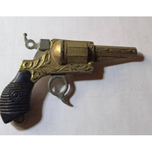 Ancien Porte-Clé Pistolet Revolver À Amorce Jouet- Métal