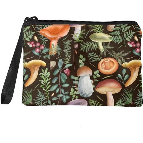 Porte-monnaie pour femme - Petit portefeuille avec sangle et fermeture ¿¿clair, Champignon sauvage., Taille unique, Pochette ¿¿ monnaie