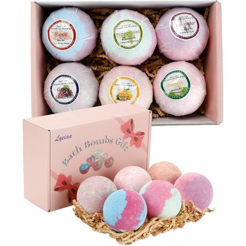 Nouveau Bombes De Bain Pour Femmes, Coffret Cadeau De Boules De Bain Gants De Bain, Huile Essentielle, Diff¿¿Rents Parfums, 6 Pi¿¿Ces Color¿¿Es 