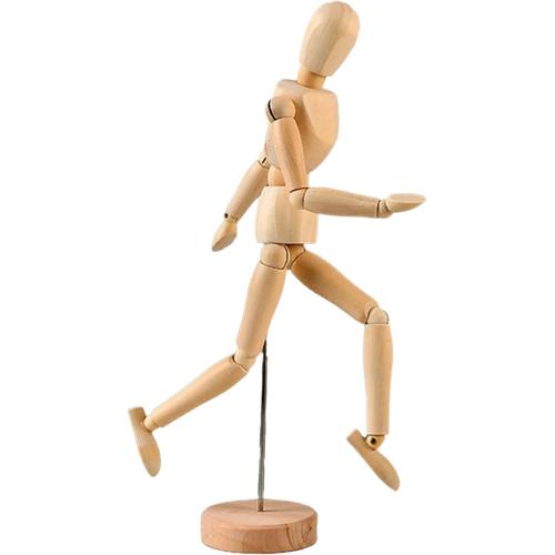 Mannequin de Bois 33 cm avec Support, Pantin Articulé en Bois, Modèle de Dessin, Figurine pour Dessin, Mannequin de Dessin, Bonhomme en Bois Articulation Flexible, pour Débutants et Artistes