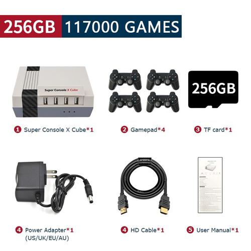 Console De Jeux Rétro Pour Macloser/Dc/Arcade, Plus De 117000 Jeux, Super Console X Cube 4k, Mini Tv Box, Avec Manettes Sans Fil 2.4g