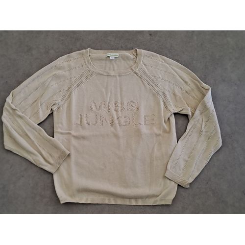 Pull Fin Beige Maille Ajouree "Miss Jungle" Vertbaudet - 8 Ans