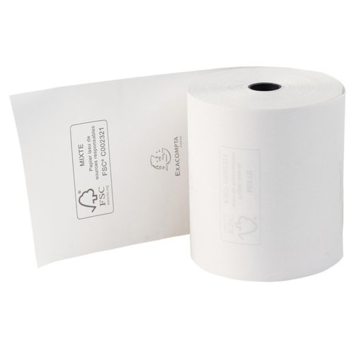 Exacompta Bobine Pour Tickets De Caisse 80x70mm - 72m - 1 Pli Thermique 48g/M2. - Blanc