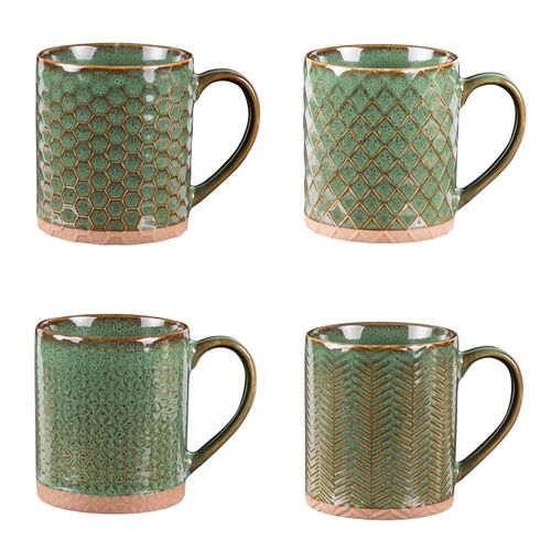 Coffret De 4 Mugs Jaspe 35 Cl Vert