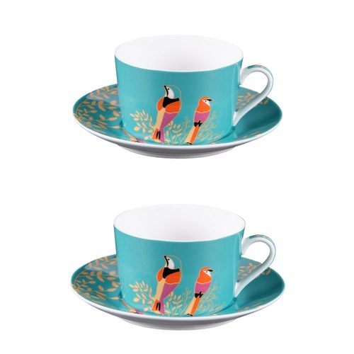 Coffret 2 Déjeuners Paraiso Et Sous Tasses Assorties 35 Cl