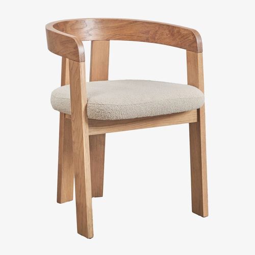 Lot de 4 chaises de salle à manger rembourrées Yvone avec accoudoirs en bois Bois Naturel