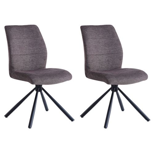 Lot De 2 Chaises De Salle À Manger Taurus En Tissu Brun Avec Assise Rembourrée Et Rotative À 360° Et Pieds En Métal