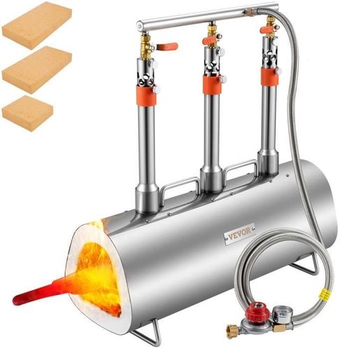 Four de Fusion Ovale - VEVOR - Forge au Gaz Propane Four de Fusion avec 3 Brûleurs Forgerons Couteliers