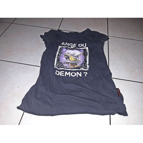 Tshirt Noir Emoji Taille 12 Ans Ange Ou Demon ..