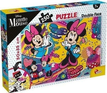 Lisciani Maxi Puzzle Pour Enfants A Partir De 4 Ans 250 Pi Ces 2 En 1 Double Face Recto Verso Avec Le Dos Colorier - Disney Minnie Mouse - 91690