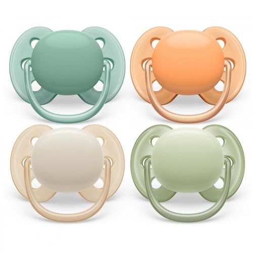 Lot De 4 Sucettes Ultra Soft 0/6 Mois Coloris Neutre Scf091/35