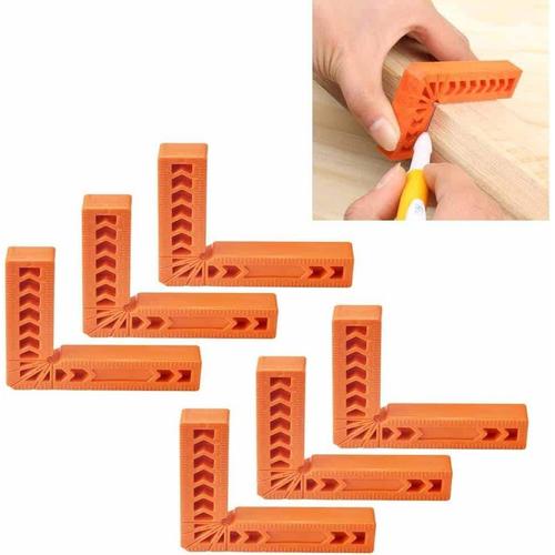 6 Pcs Equerres De Positionnement En Abs 100mm Pinces D'angle Droit 90 Degrés Carrés De Positionnement Durable Portable Pour Boîtes Tiroirs Armoires Cadres Armoires À Meubles - Orange