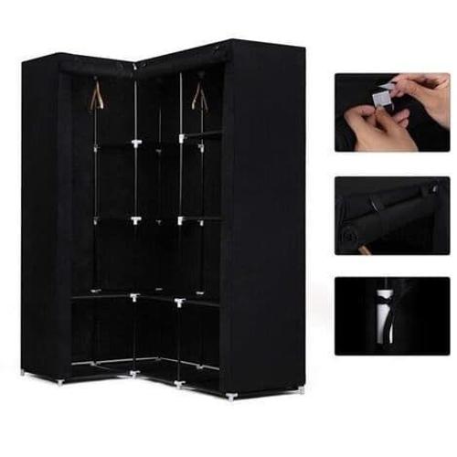 Hofuton Armoire De Rangement D'angle Noire Dressing Penderie Xxl 16912987cm Non-Tissé Noir