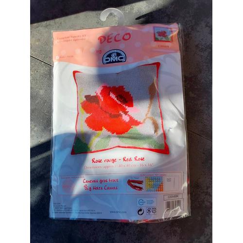 Canevas Coussin 40x40, Rose Rouge