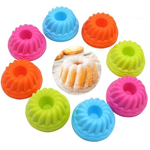 Diy Moule Kouglof Silicone, Réutilisable Moule Mini 4 Couleurs Moule À Kouglof Convient Pour Dessert Chocolat Pouding Gelée Gâteau 12 Pièces