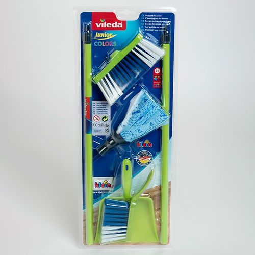 Klein Toys "Vileda - Set De Ménage Avec Balai À Franges ""Color Line"", 4 Pcs