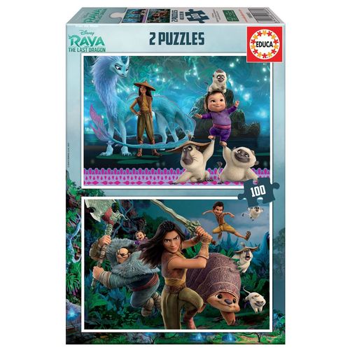 Puzzles Cartón Disney  2x100 Raya Et Le Dernier Dragon