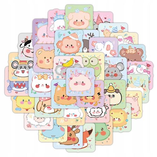 200 Pi¿¿Ces, Animal Mignon Grenouille Souris Vache Lion Poulpe,Aesthetic Couleurs Stickers, Imperm¿¿Able Vinyle Autocollant Pour Telephone Ordinateur Portable Macbook Scrapbooking