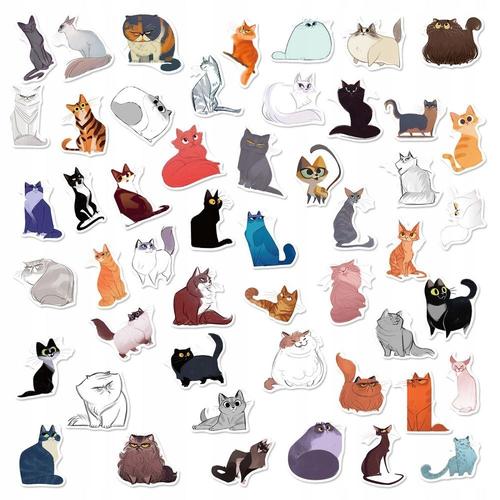 200 Autocollants Chat Kawaii Avec Des Chats Rigolos,Aesthetic Couleurs Stickers, Imperm¿¿Able Vinyle Autocollant Pour Telephone Ordinateur Portable Macbook Scrapbooking