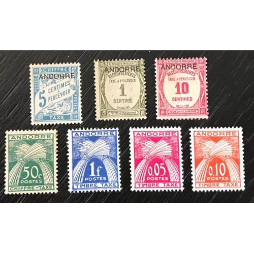 Lot De 7 Timbres Taxes Andorre Français Y&t N° 1,9,10,23,33,42et 43