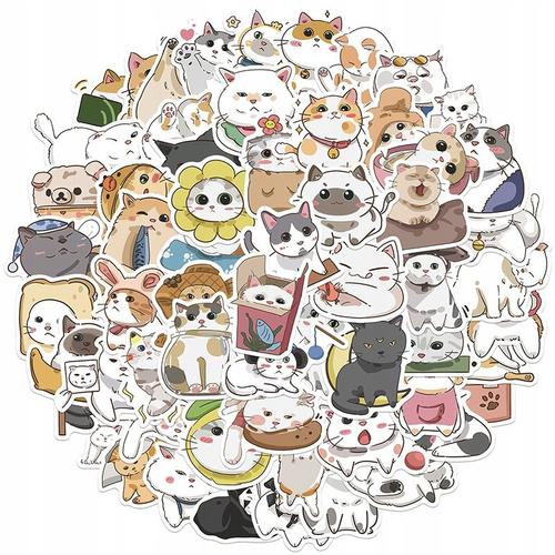 200 Pi¿¿Ces Kawaii Visage Rond Chat Collant G,Aesthetic Couleurs Stickers, Imperm¿¿Able Vinyle Autocollant Pour Telephone Ordinateur Portable Macbook Scrapbooking