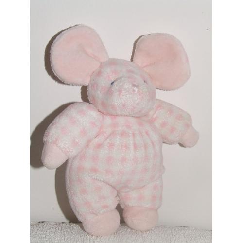 Souris Maxita Rose Blanc Doudou Peluche